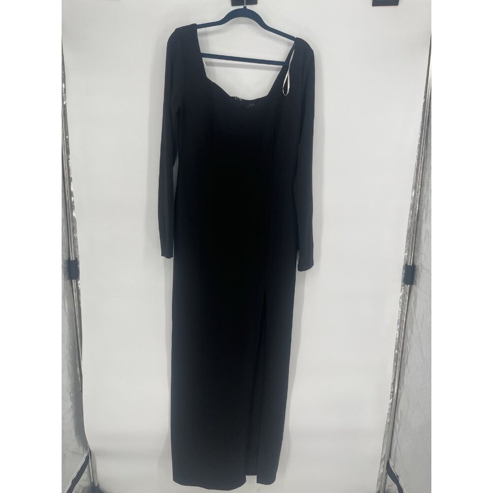 NWT Lulus Long Sleeve Maxi Dress Womens Size‎ XL Leg Slit Black Classic Sexy